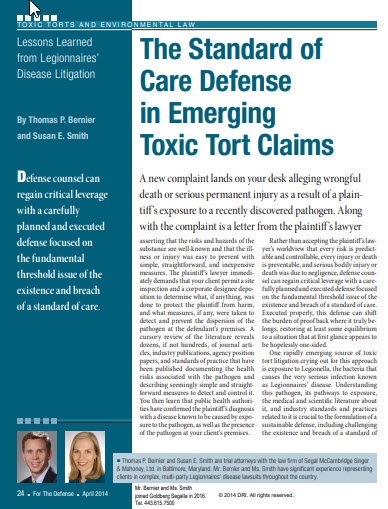 Defense in Emerging Toxic Tort Cases